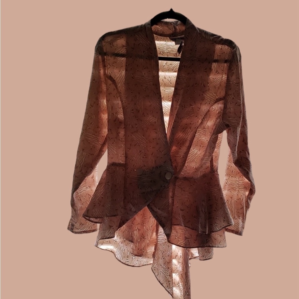 Perception  Sheer Cardigan with a train in the back